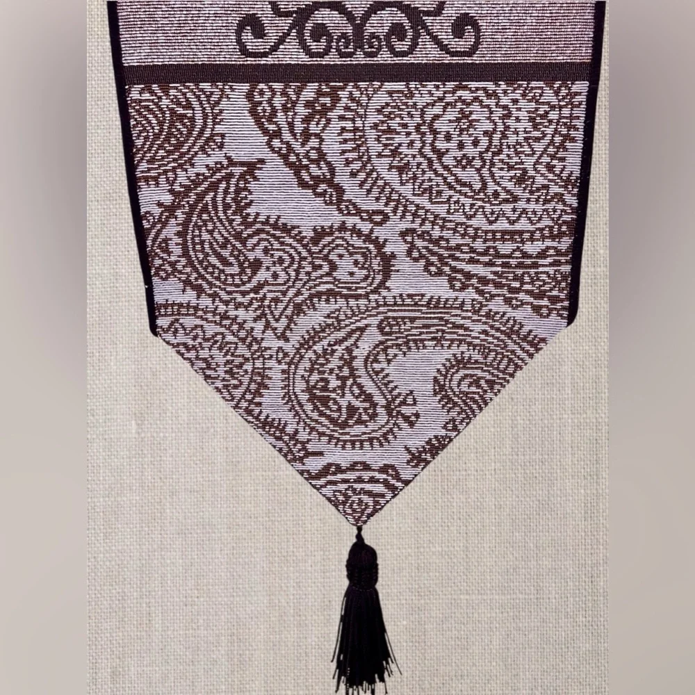 Brown and Tan Scripture Wall Hanging Decor Bell Pull Tapestry Style